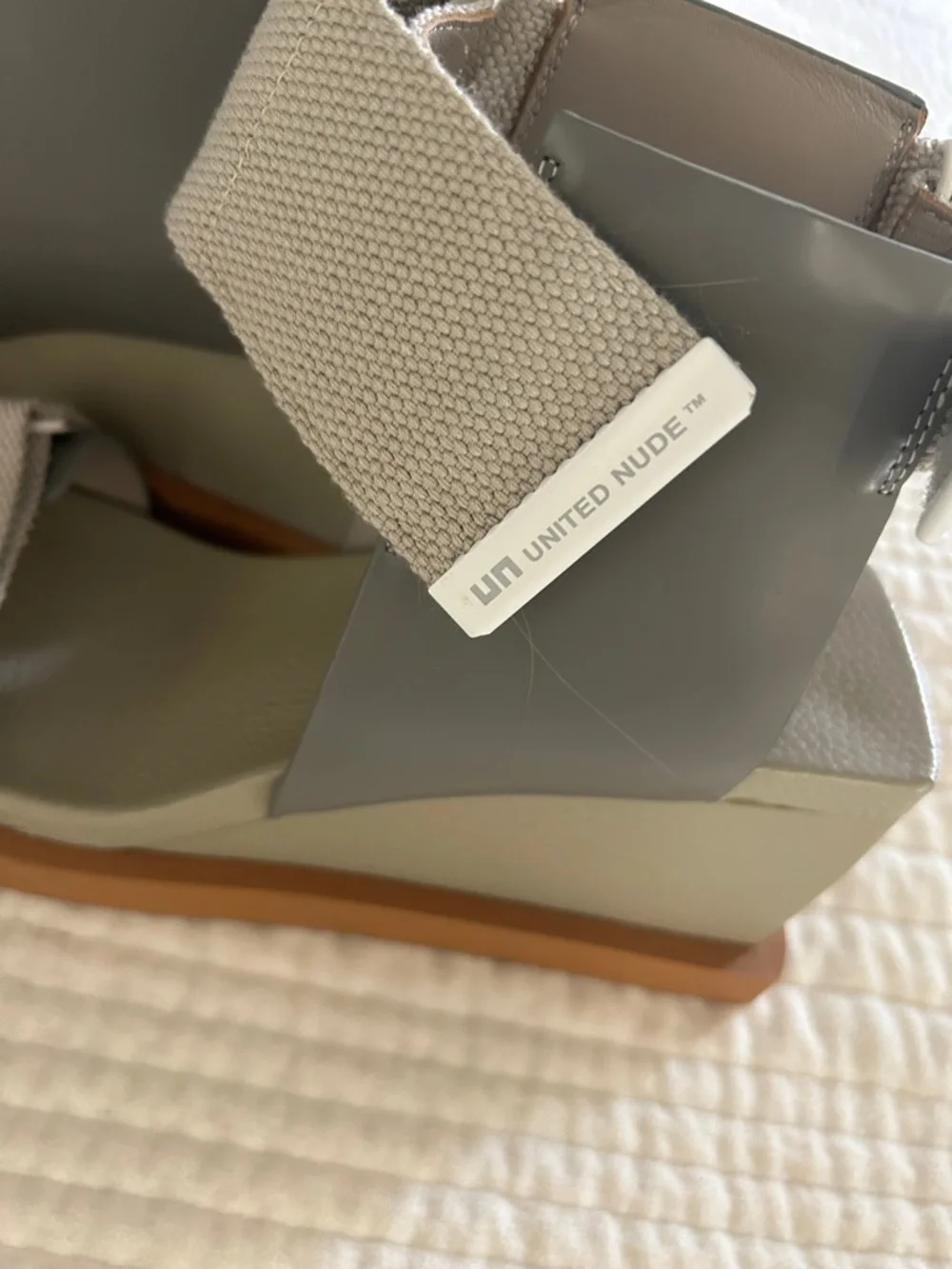 United Nude Neutral Gray-Tan Wedge Sandals - Picture 2 of 5